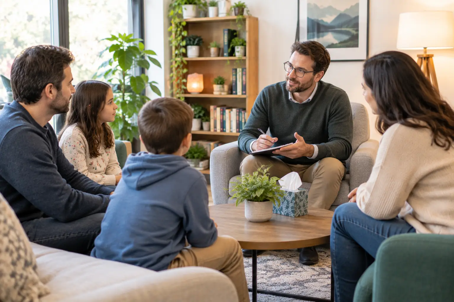 therapist working with a family