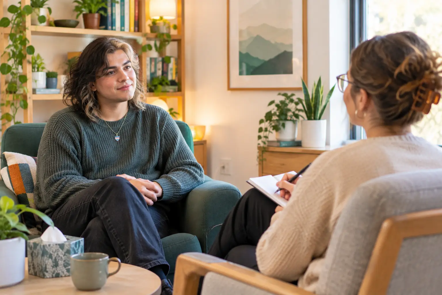 therapist working with a transgender patient